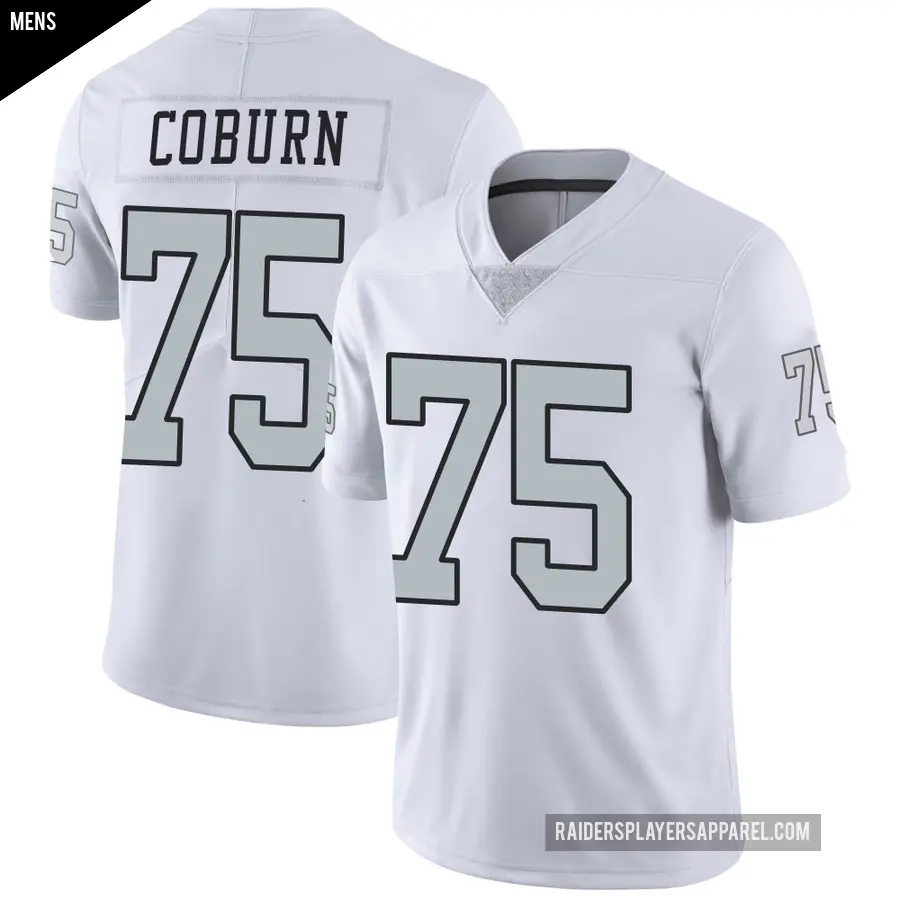 Men's Las Vegas Raiders ＃75 Keondre Coburn White Limited Color Rush Jersey