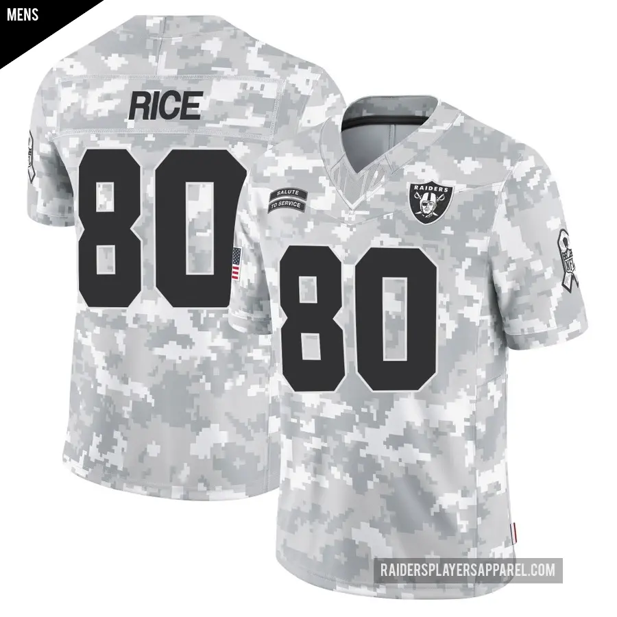 Men's Las Vegas Raiders ＃80 Jerry Rice Arctic Camo Limited 2024 Salute to Service Jersey