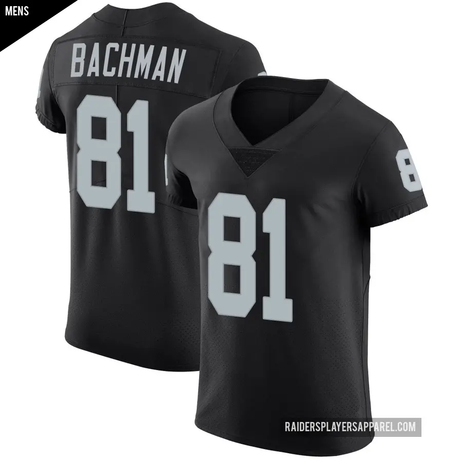 Men's Las Vegas Raiders ＃81 Alex Bachman Black Elite Team Color Vapor Untouchable Jersey