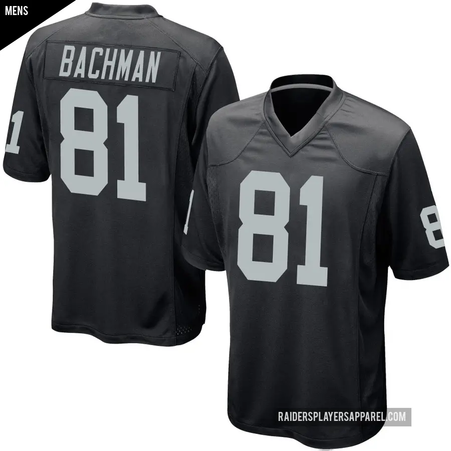 Men's Las Vegas Raiders ＃81 Alex Bachman Black Game Team Color Jersey