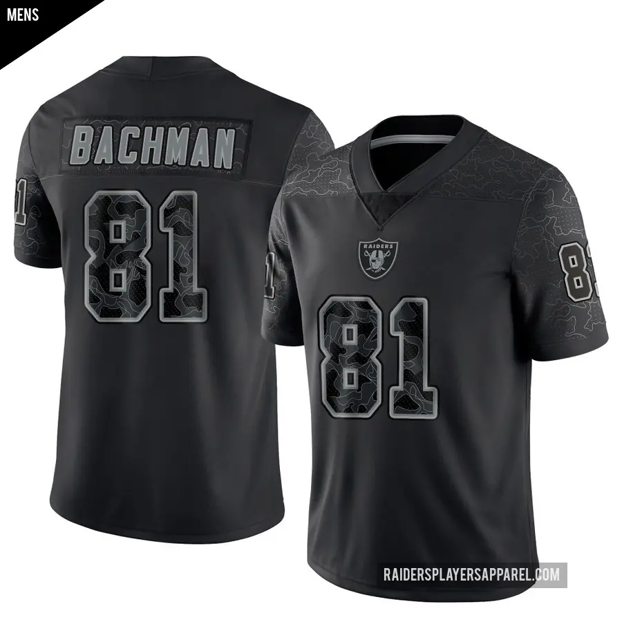 Men's Las Vegas Raiders ＃81 Alex Bachman Black Limited Reflective Jersey