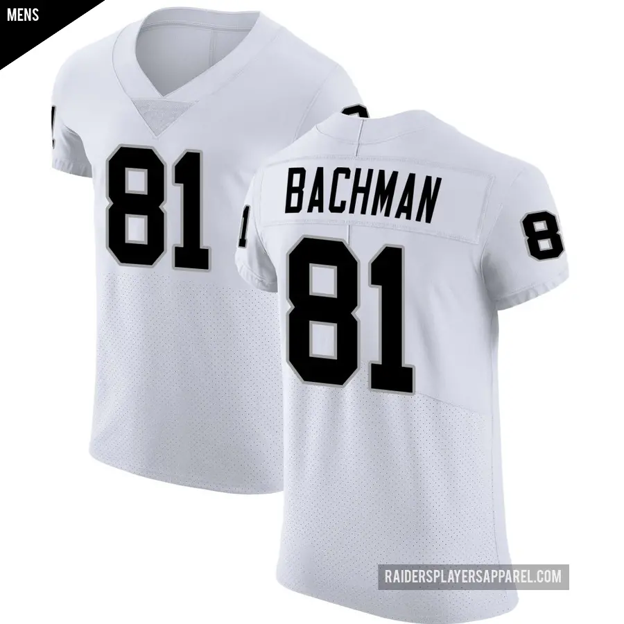 Men's Las Vegas Raiders ＃81 Alex Bachman White Elite Vapor Untouchable Jersey