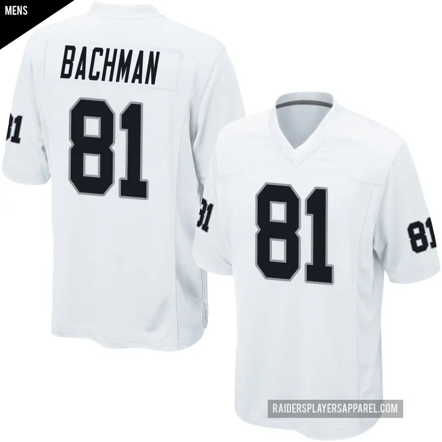 Men's Las Vegas Raiders ＃81 Alex Bachman White Game Jersey