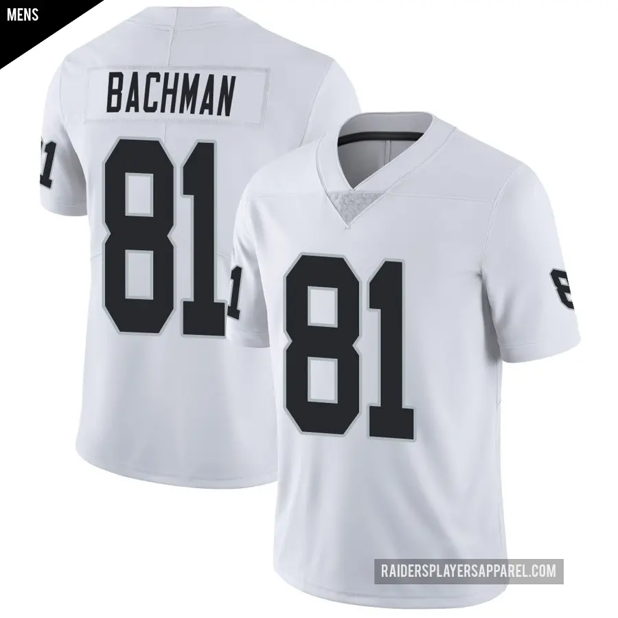 Men's Las Vegas Raiders ＃81 Alex Bachman White Limited Vapor Untouchable Jersey
