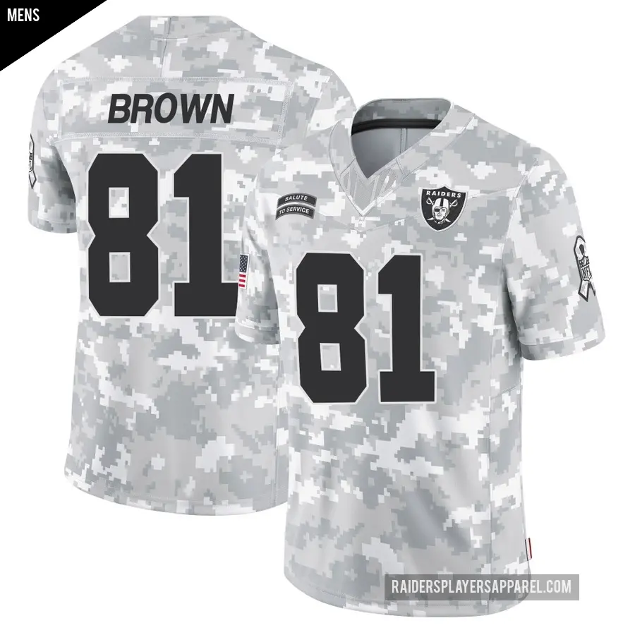 Men's Las Vegas Raiders ＃81 Tim Brown Arctic Camo Limited 2024 Salute to Service Jersey