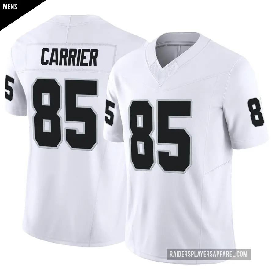 Men's Las Vegas Raiders ＃85 Derek Carrier White Limited Vapor F.U.S.E. Jersey