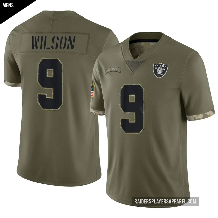Men's Las Vegas Raiders ＃9 Tyree Wilson Olive Limited 2022 Salute To Service Jersey