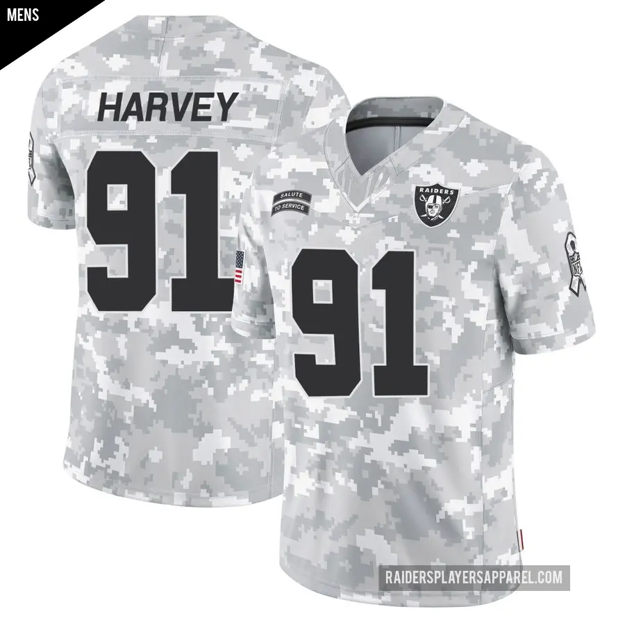 Men's Las Vegas Raiders ＃91 Jahfari Harvey Arctic Camo Limited 2024 Salute to Service Jersey