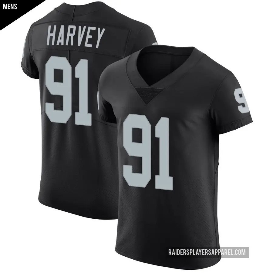 Men's Las Vegas Raiders ＃91 Jahfari Harvey Black Elite Team Color Vapor Untouchable Jersey