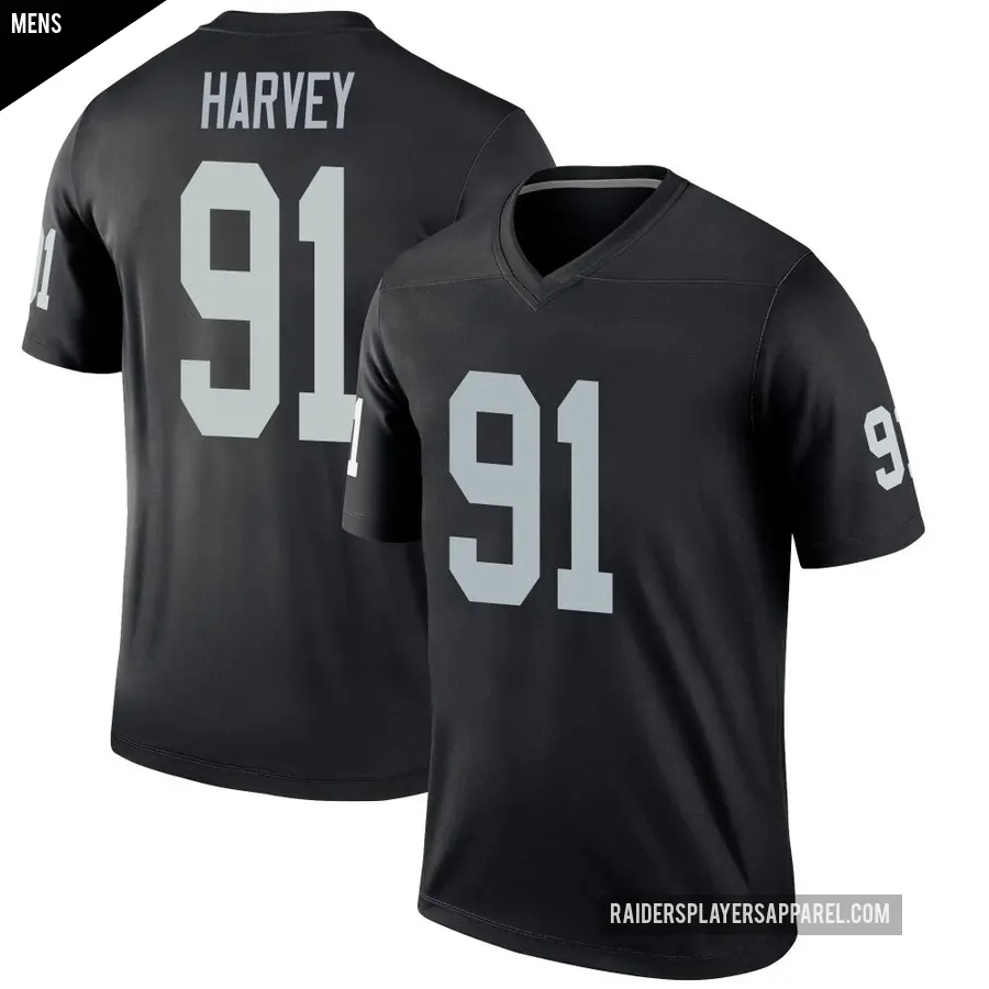 Men's Las Vegas Raiders ＃91 Jahfari Harvey Black Legend Jersey