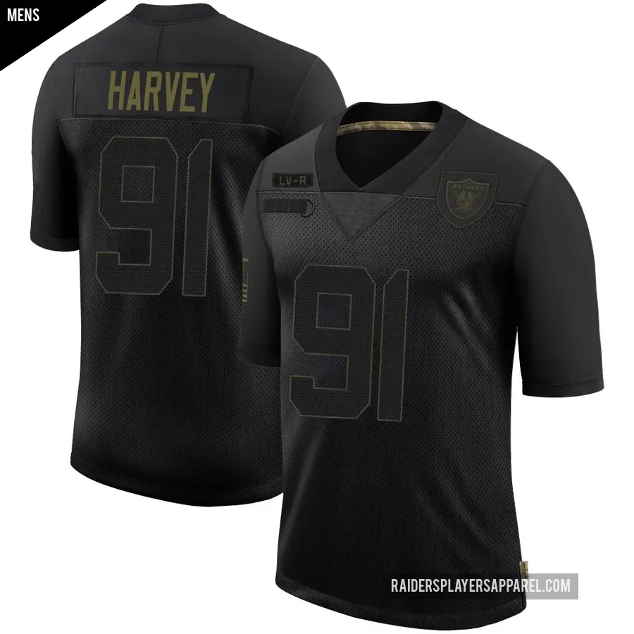 Men's Las Vegas Raiders ＃91 Jahfari Harvey Black Limited 2020 Salute To Service Jersey