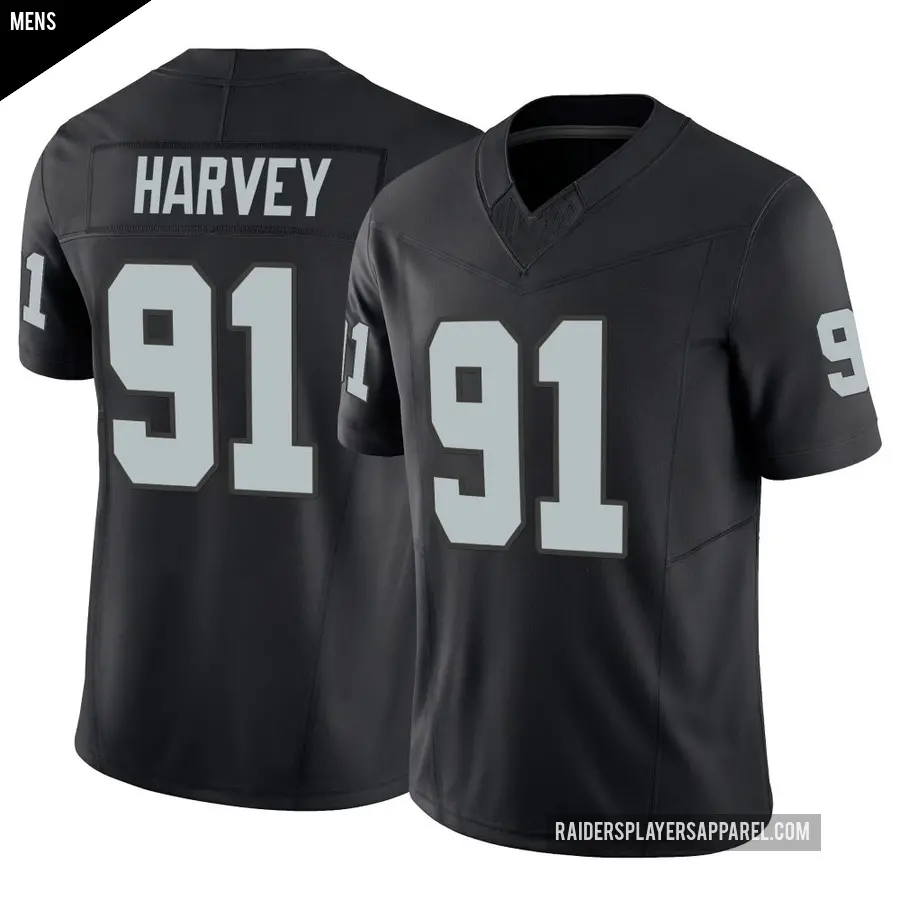 Men's Las Vegas Raiders ＃91 Jahfari Harvey Black Limited Vapor F.U.S.E. Jersey