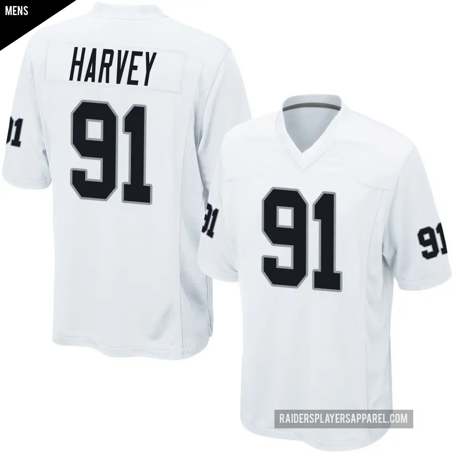 Men's Las Vegas Raiders ＃91 Jahfari Harvey White Game Jersey