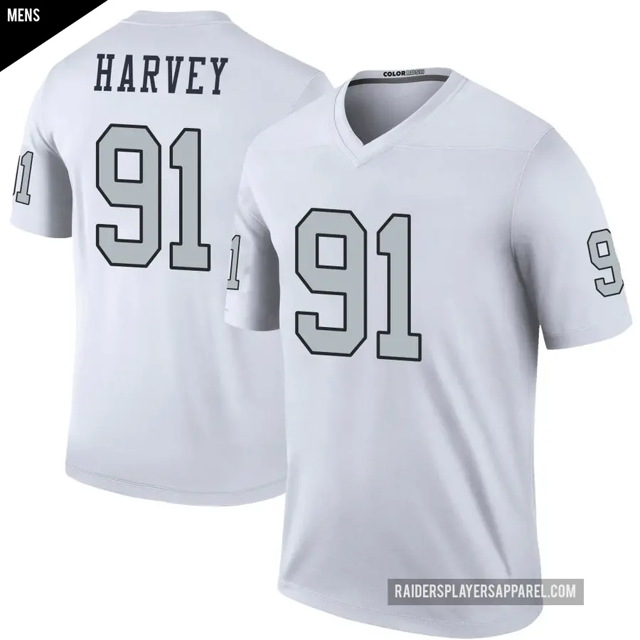 Men's Las Vegas Raiders ＃91 Jahfari Harvey White Legend Color Rush Jersey