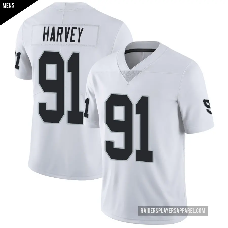 Men's Las Vegas Raiders ＃91 Jahfari Harvey White Limited Vapor Untouchable Jersey
