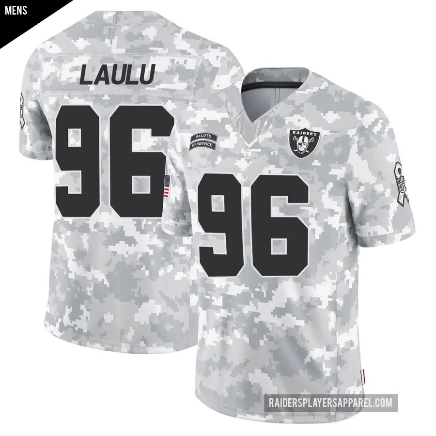 Men's Las Vegas Raiders ＃96 Jonah Laulu Arctic Camo Limited 2024 Salute to Service Jersey