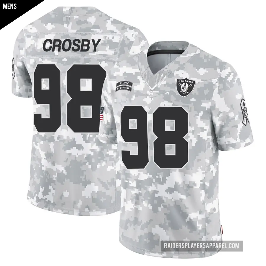 Men's Las Vegas Raiders ＃98 Maxx Crosby Arctic Camo Limited 2024 Salute to Service Jersey