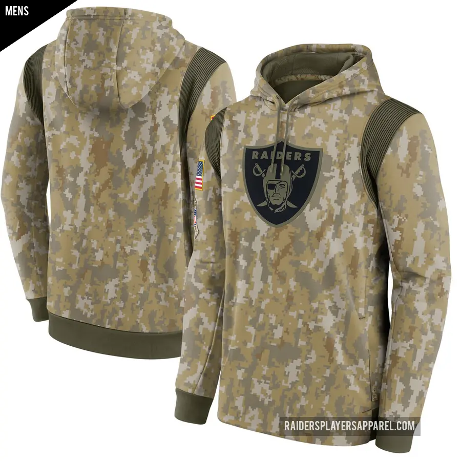 Men's Las Vegas Raiders Camo 2021 Salute to Service Therma Performance Pullover Hoodie