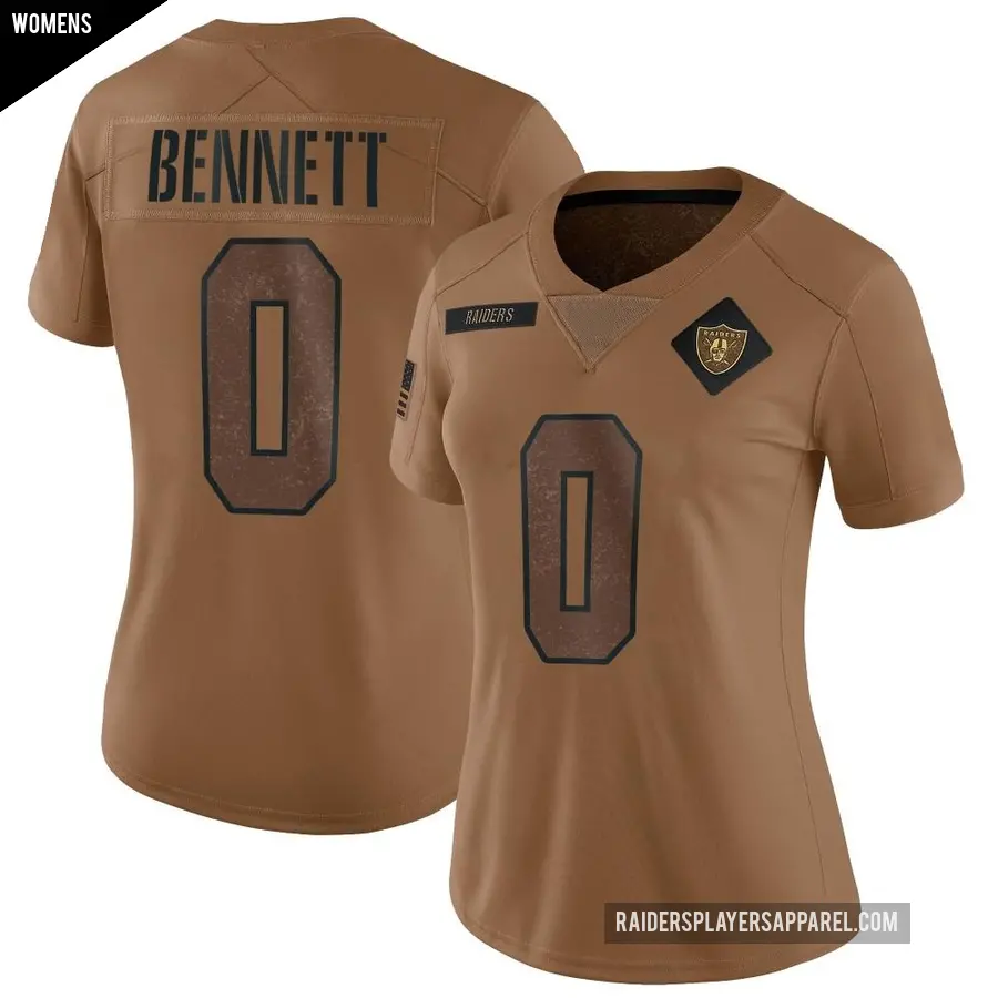 Women's Las Vegas Raiders ＃0 Jakorian Bennett Brown Limited 2023 Salute To Service Jersey