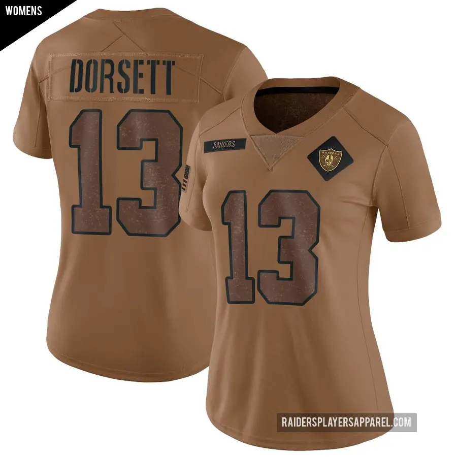 Women's Las Vegas Raiders ＃13 Phillip Dorsett Brown Limited 2023 Salute To Service Jersey