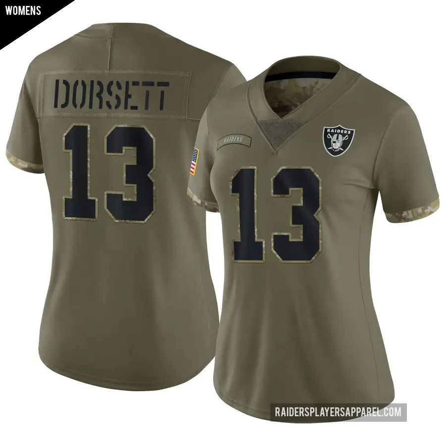 Women's Las Vegas Raiders ＃13 Phillip Dorsett Olive Limited 2022 Salute To Service Jersey