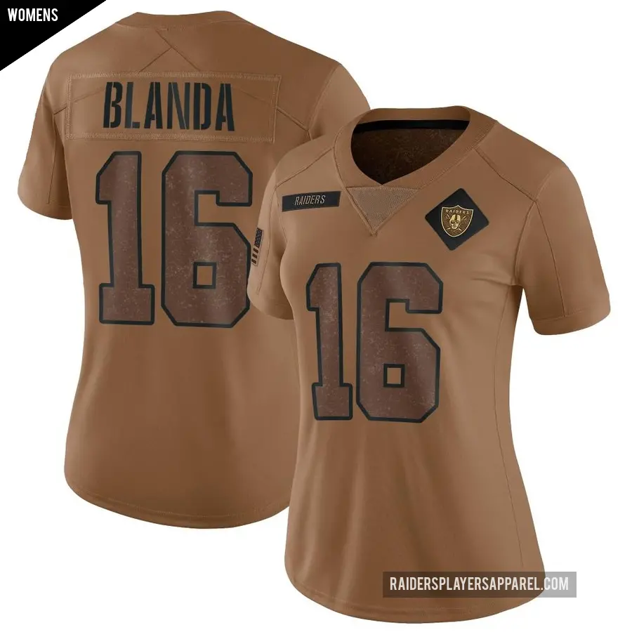 Women's Las Vegas Raiders ＃16 George Blanda Brown Limited 2023 Salute To Service Jersey