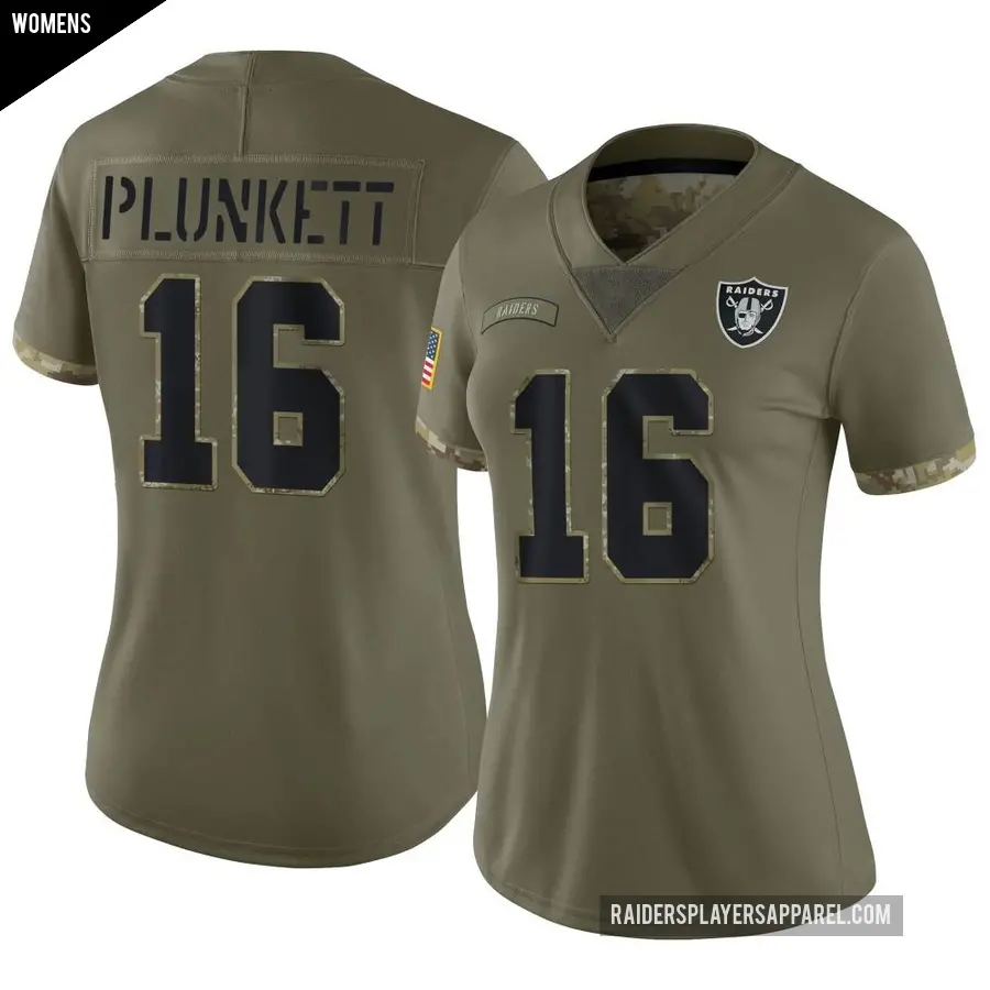 Women's Las Vegas Raiders ＃16 Jim Plunkett Olive Limited 2022 Salute To Service Jersey