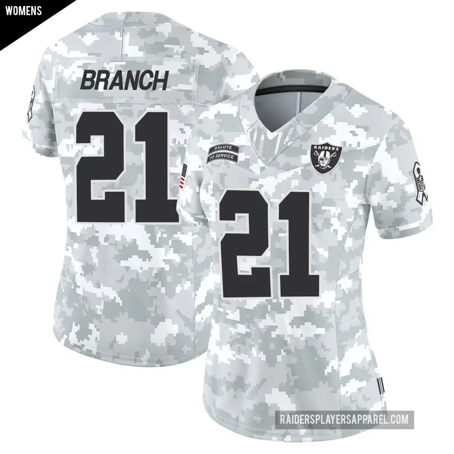 Women's Las Vegas Raiders ＃21 Cliff Branch Arctic Camo Limited 2024 Salute to Service Jersey