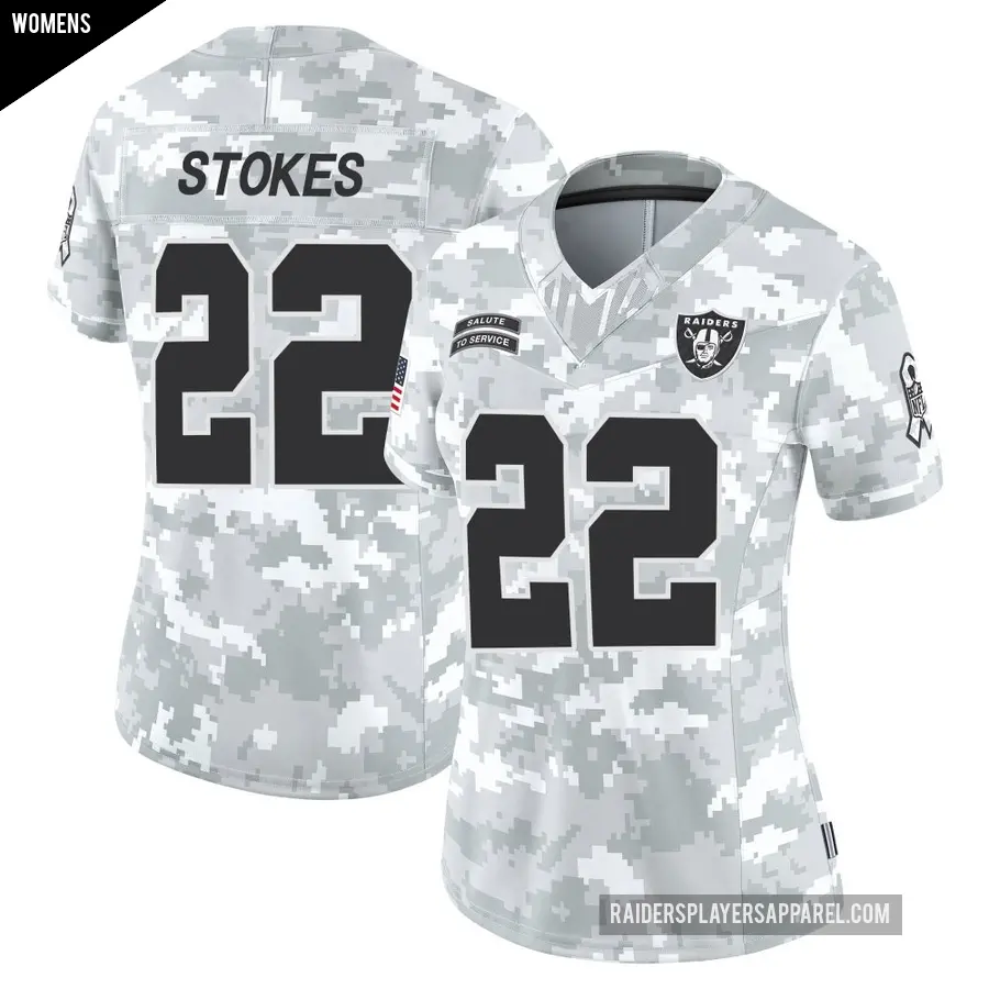 Women's Las Vegas Raiders ＃22 Eric Stokes Arctic Camo Limited 2024 Salute to Service Jersey