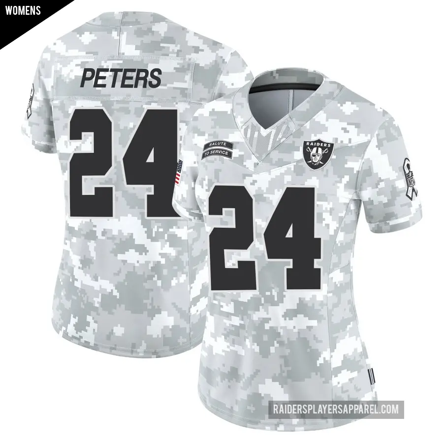 Women's Las Vegas Raiders ＃24 Marcus Peters Arctic Camo Limited 2024 Salute to Service Jersey