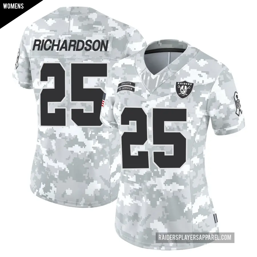 Women's Las Vegas Raiders ＃25 Decamerion Richardson Arctic Camo Limited 2024 Salute to Service Jersey