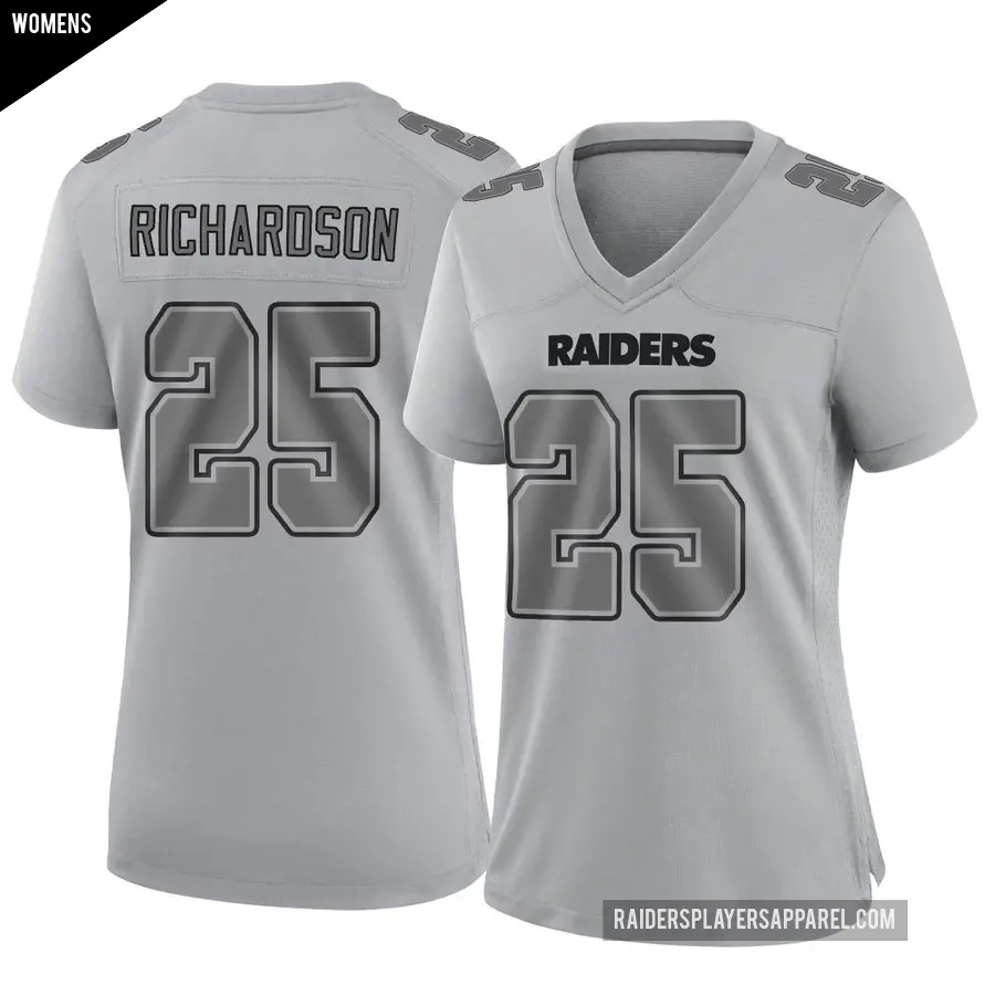 Women's Las Vegas Raiders ＃25 Decamerion Richardson Gray Game Atmosphere Fashion Jersey