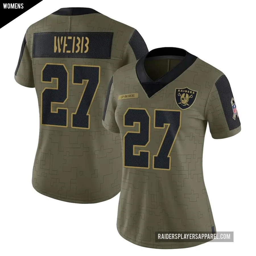 Women's Las Vegas Raiders ＃27 Sam Webb Olive Limited 2021 Salute To Service Jersey