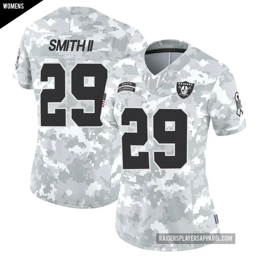 Women's Las Vegas Raiders ＃29 Chris Smith II Arctic Camo Limited 2024 Salute to Service Jersey