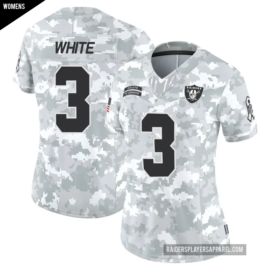 Women's Las Vegas Raiders ＃3 Zamir White Arctic Camo Limited 2024 Salute to Service Jersey