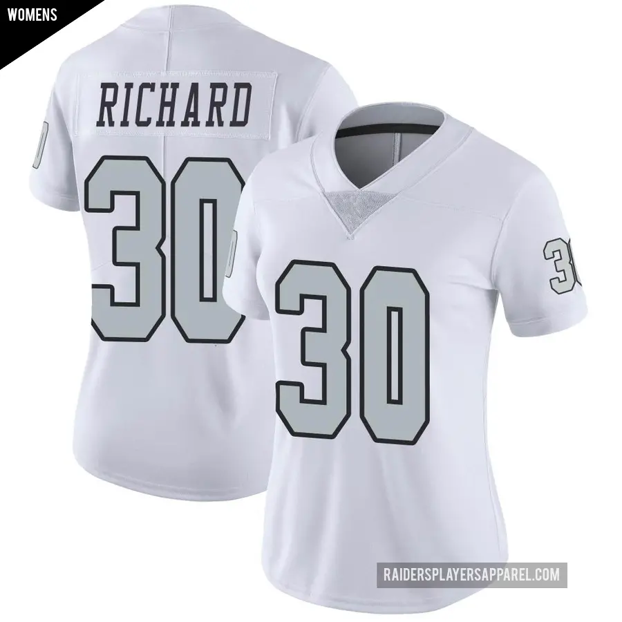 Women's Las Vegas Raiders ＃30 Jalen Richard White Limited Color Rush Jersey