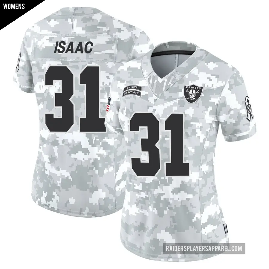 Women's Las Vegas Raiders ＃31 Keenan Isaac Arctic Camo Limited 2024 Salute to Service Jersey