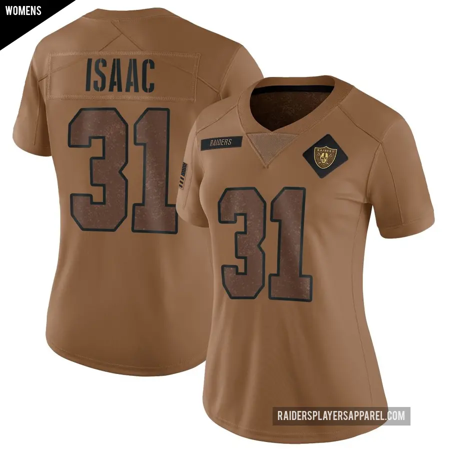 Women's Las Vegas Raiders ＃31 Keenan Isaac Brown Limited 2023 Salute To Service Jersey