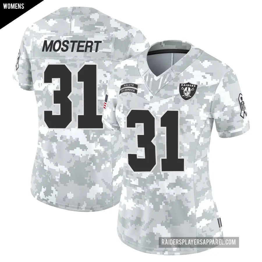 Women's Las Vegas Raiders ＃31 Raheem Mostert Arctic Camo Limited 2024 Salute to Service Jersey