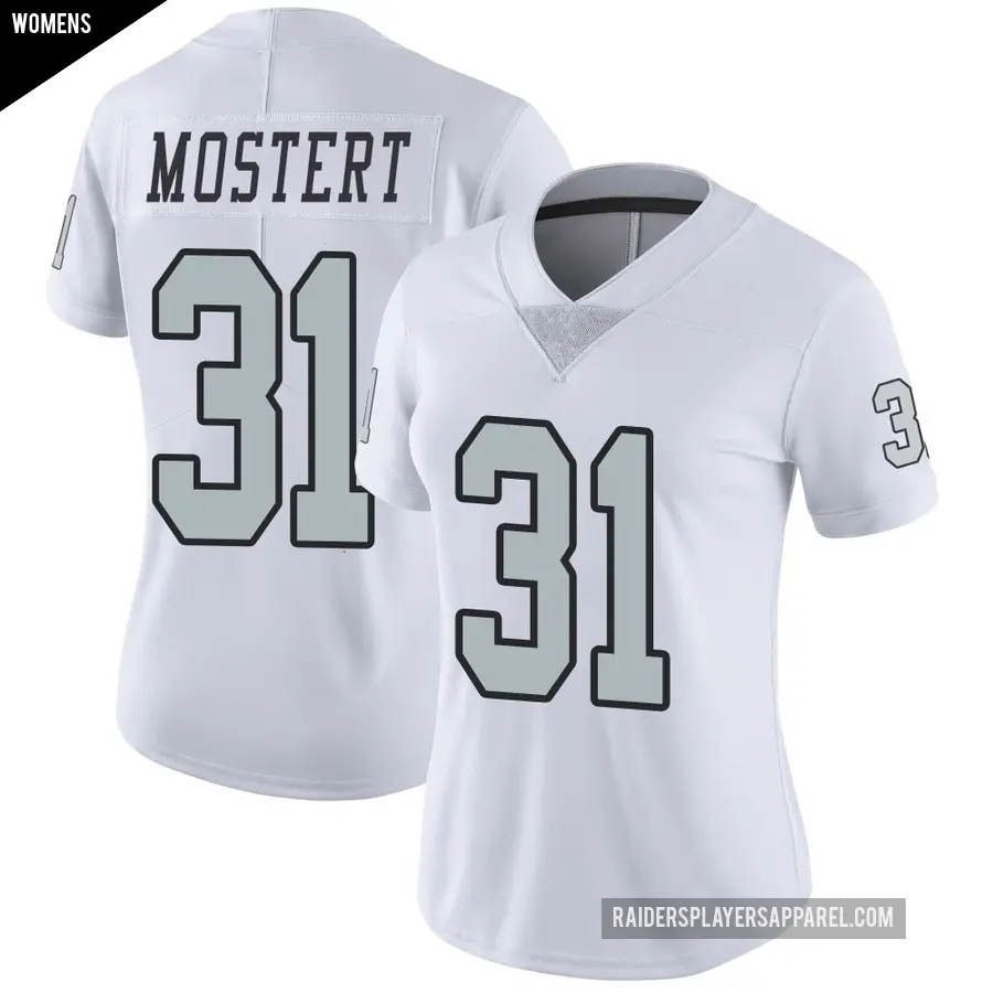 Women's Las Vegas Raiders ＃31 Raheem Mostert White Limited Color Rush Jersey