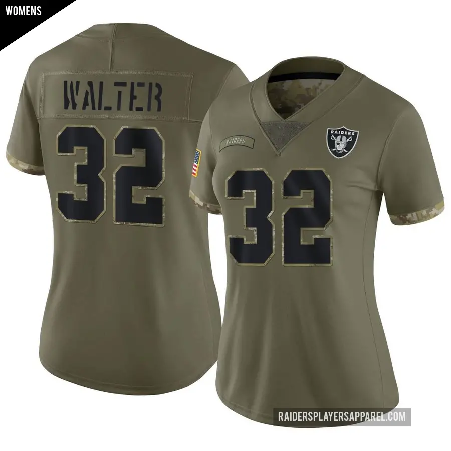 Women's Las Vegas Raiders ＃32 Austin Walter Olive Limited 2022 Salute To Service Jersey