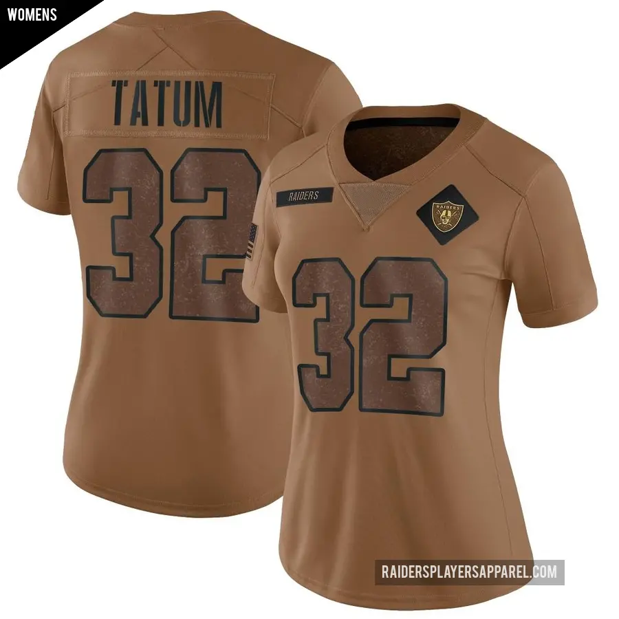 Women's Las Vegas Raiders ＃32 Jack Tatum Brown Limited 2023 Salute To Service Jersey