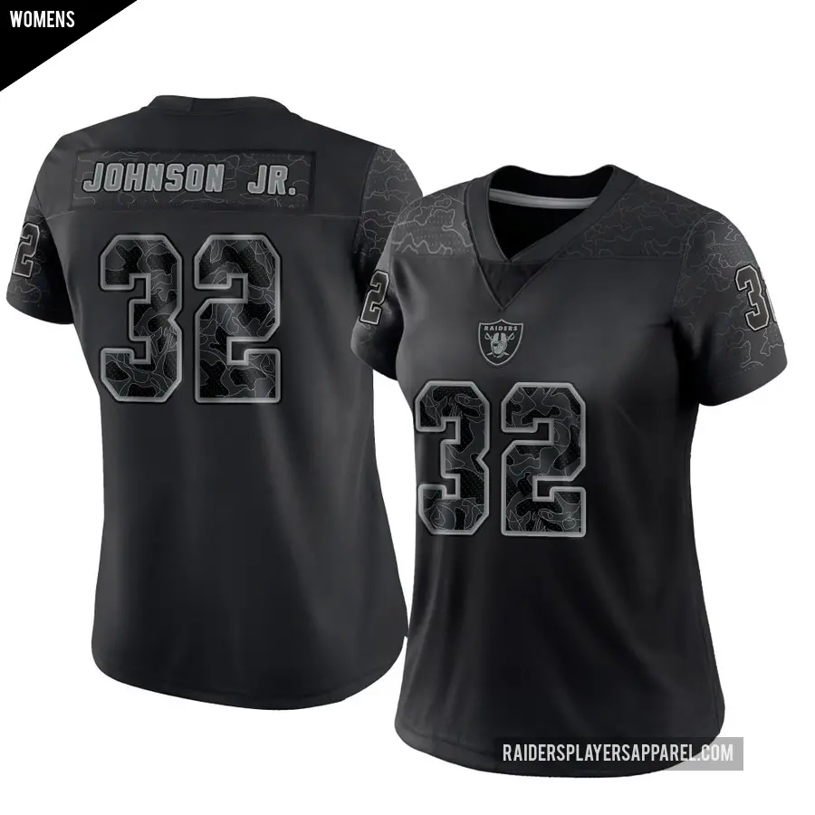 Women's Las Vegas Raiders ＃32 Lonnie Johnson Jr. Black Limited Reflective Jersey
