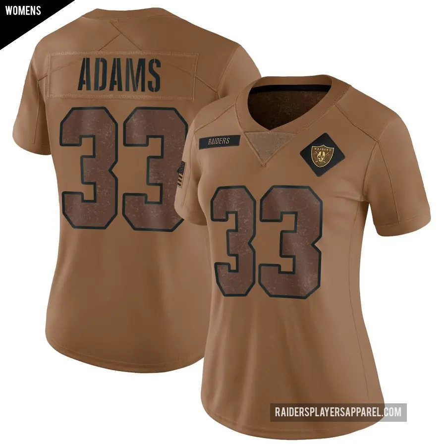 Women's Las Vegas Raiders ＃33 Jamal Adams Brown Limited 2023 Salute To Service Jersey