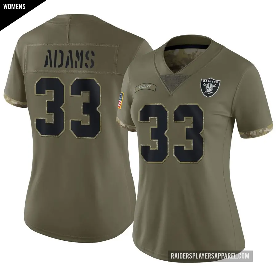 Women's Las Vegas Raiders ＃33 Jamal Adams Olive Limited 2022 Salute To Service Jersey