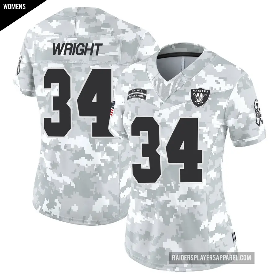 Women's Las Vegas Raiders ＃34 K.J. Wright Arctic Camo Limited 2024 Salute to Service Jersey