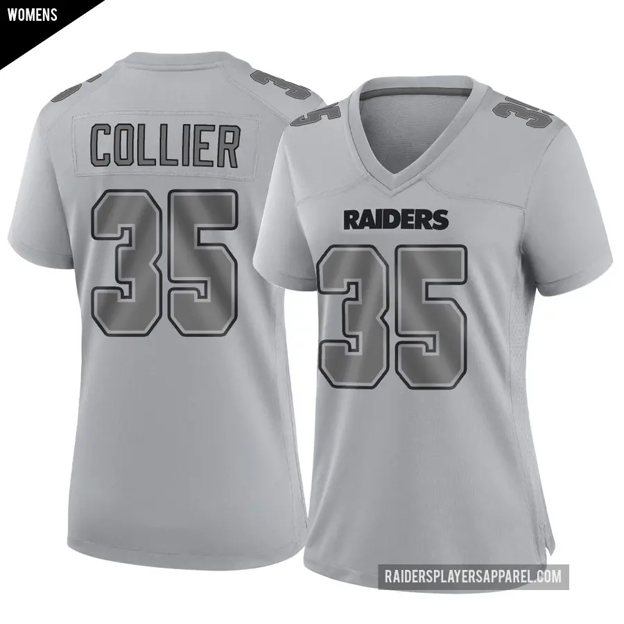 Women's Las Vegas Raiders ＃35 Chris Collier Gray Game Atmosphere Fashion Jersey
