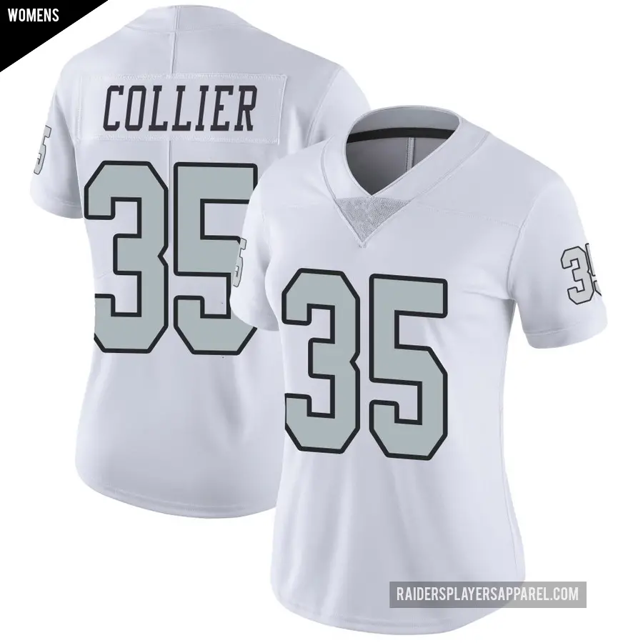 Women's Las Vegas Raiders ＃35 Chris Collier White Limited Color Rush Jersey