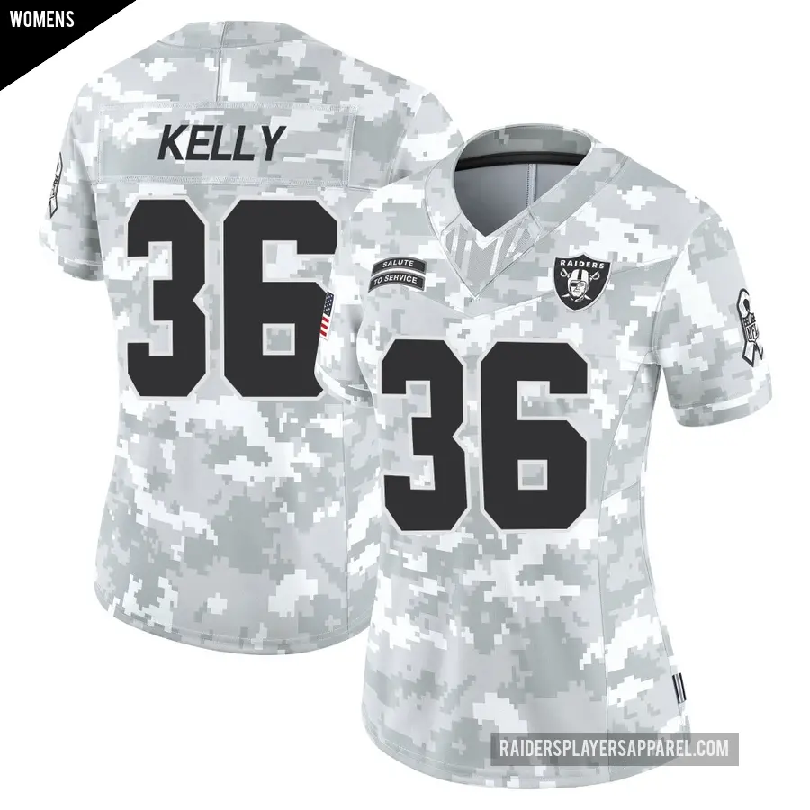Women's Las Vegas Raiders ＃36 Kyu Blu Kelly Arctic Camo Limited 2024 Salute to Service Jersey