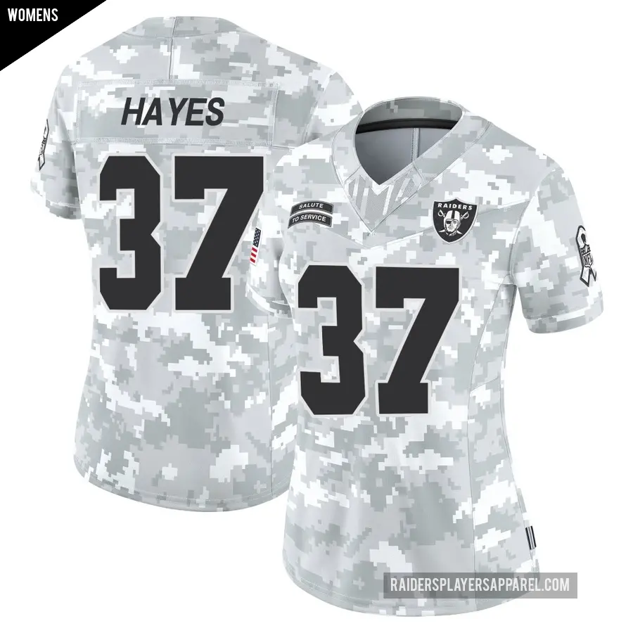 Women's Las Vegas Raiders ＃37 Lester Hayes Arctic Camo Limited 2024 Salute to Service Jersey